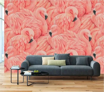 saját háttérképet 5d fotó falfestmény, gyerek szoba kézzel festett vörös tűz flamingo 8d háttérkép Európai 68d textúra háttér freskó