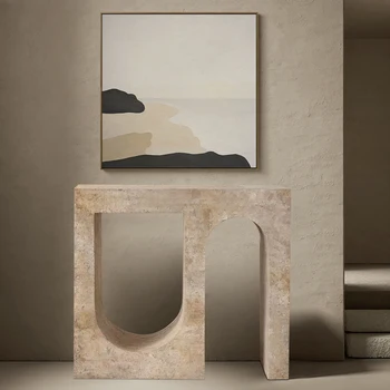 Skandináv új stílus folyosón konzol asztal nappaliba modern bézs, travertin kő természetes márvány nagykereskedelmi testreszabási