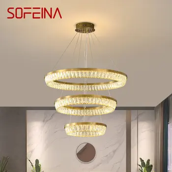 SOFEINA Északi Kristály Medál Fény, Led-Modern Gyűrűk Luxus Kreatív Csillár Lámpa Nappali Étkező Villa Dekoráció