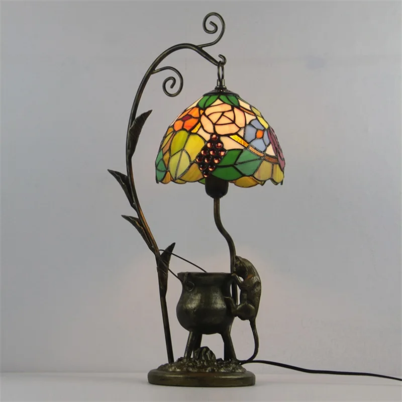 SOFITY Tiffany asztali Lámpa LED-es Évjárat Színes Üveg Kreatív Macska asztali Lámpa Divat Dekoráció Otthon Hotel Hálószoba Éjjeli1