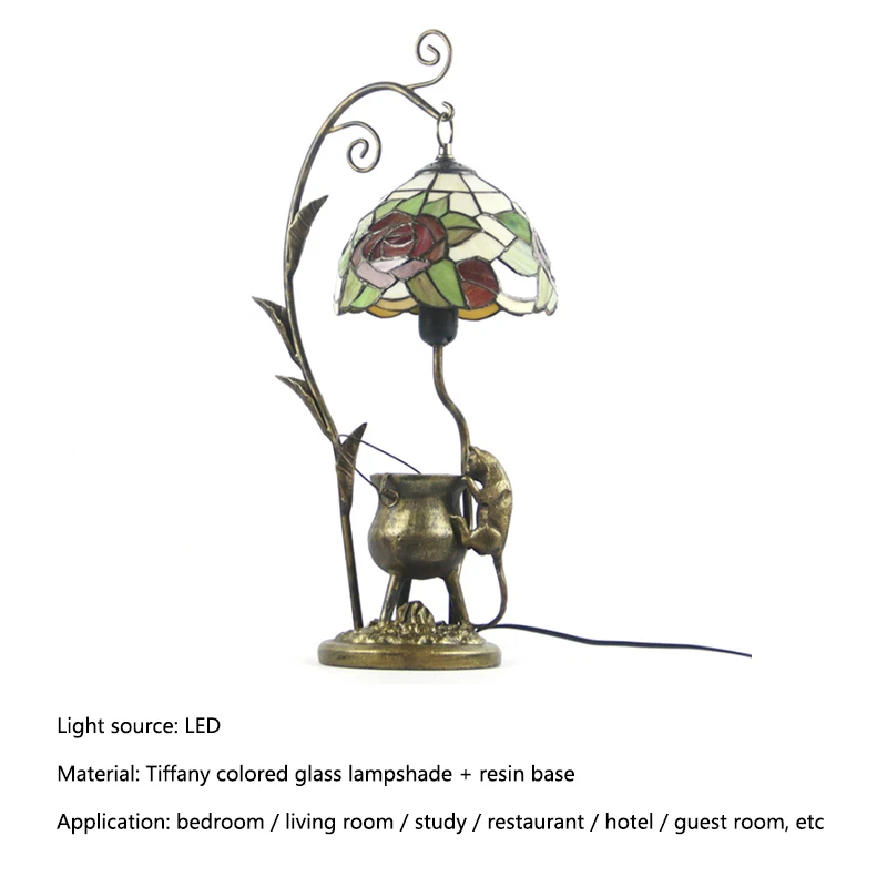 SOFITY Tiffany asztali Lámpa LED-es Évjárat Színes Üveg Kreatív Macska asztali Lámpa Divat Dekoráció Otthon Hotel Hálószoba Éjjeli4