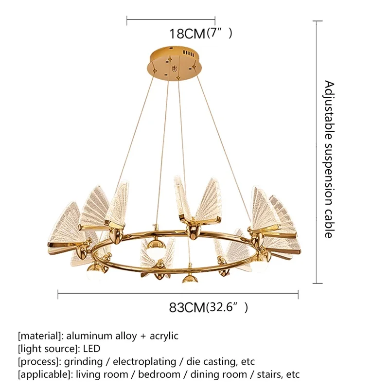 SOFITY Északi Színes Csillár Lámpa Lámpatestek függesztett Lámpák Pillangó Gyűrű Haza, Otthon Dekoráció5