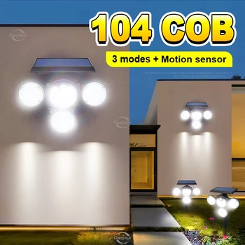Szuper 102/104 COB Gyep, nagy Teljesítményű Napelemes Lámpa Kültéri Napelemes LED Kerti Lámpa Mozgásérzékelő Világítás Ajtóban Sunlights