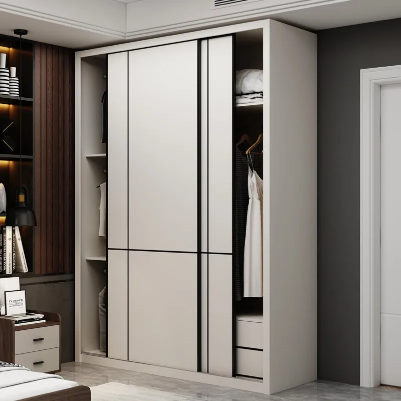 Szuper magas szekrény tolóajtó hálószoba fehér kabátos szekrény tároló szekrény2