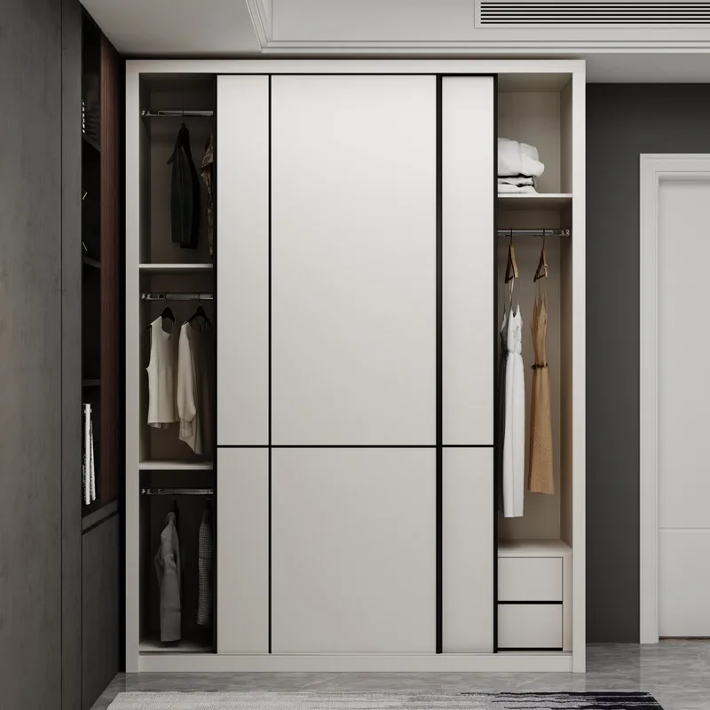 Szuper magas szekrény tolóajtó hálószoba fehér kabátos szekrény tároló szekrény3