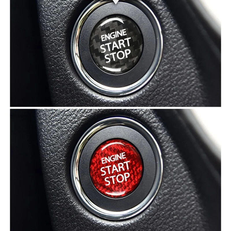 Szénszálas Motor Start-Stop Gomb Fedezze Autó Belső Matricát Suzuki Swift Alto Ignis S Cross Alivio (Piros)2