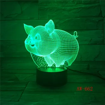 Szép Állat a Disznó 3D-s LED Lámpa Night Lights 7 Színek Módosítása asztali Lámpa Bedsides Baba Alszik Karácsonyi Ajándékokat AW-662