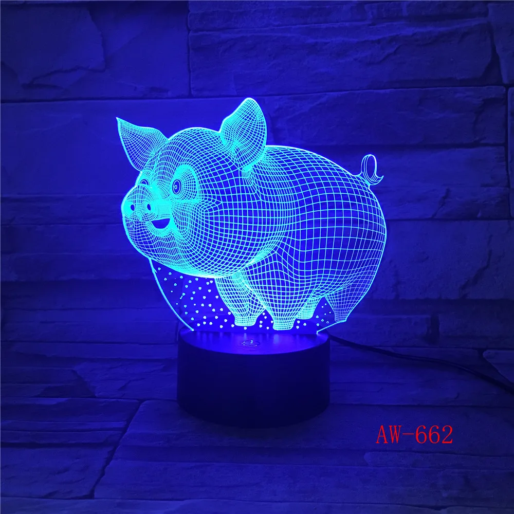 Szép Állat a Disznó 3D-s LED Lámpa Night Lights 7 Színek Módosítása asztali Lámpa Bedsides Baba Alszik Karácsonyi Ajándékokat AW-6622