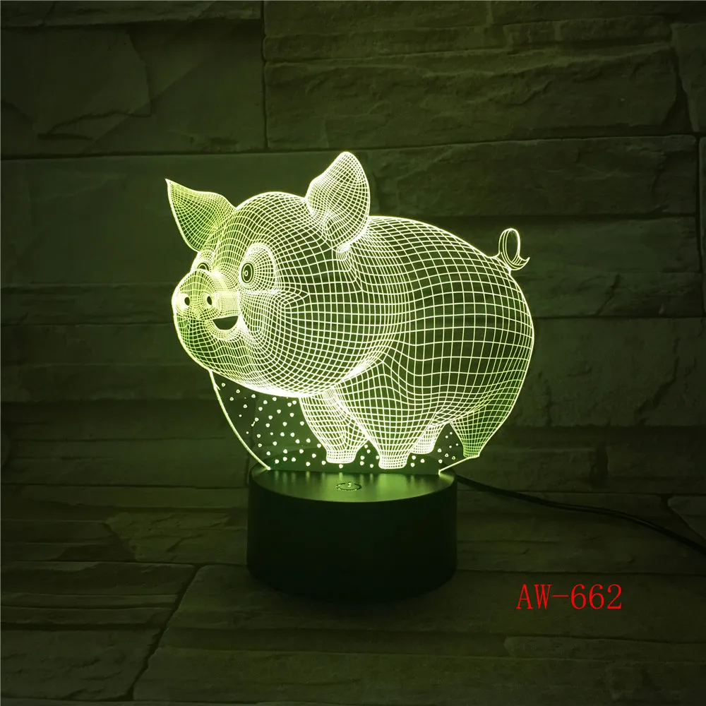 Szép Állat a Disznó 3D-s LED Lámpa Night Lights 7 Színek Módosítása asztali Lámpa Bedsides Baba Alszik Karácsonyi Ajándékokat AW-6623