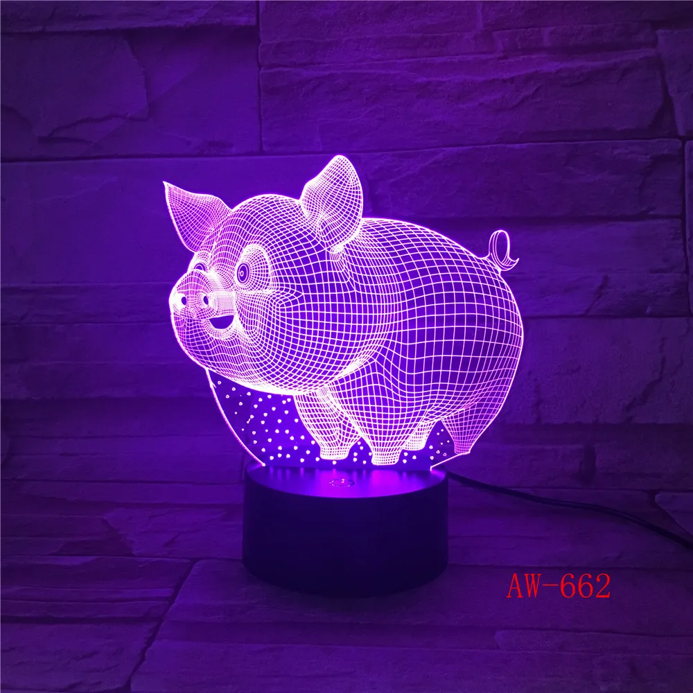 Szép Állat a Disznó 3D-s LED Lámpa Night Lights 7 Színek Módosítása asztali Lámpa Bedsides Baba Alszik Karácsonyi Ajándékokat AW-6624