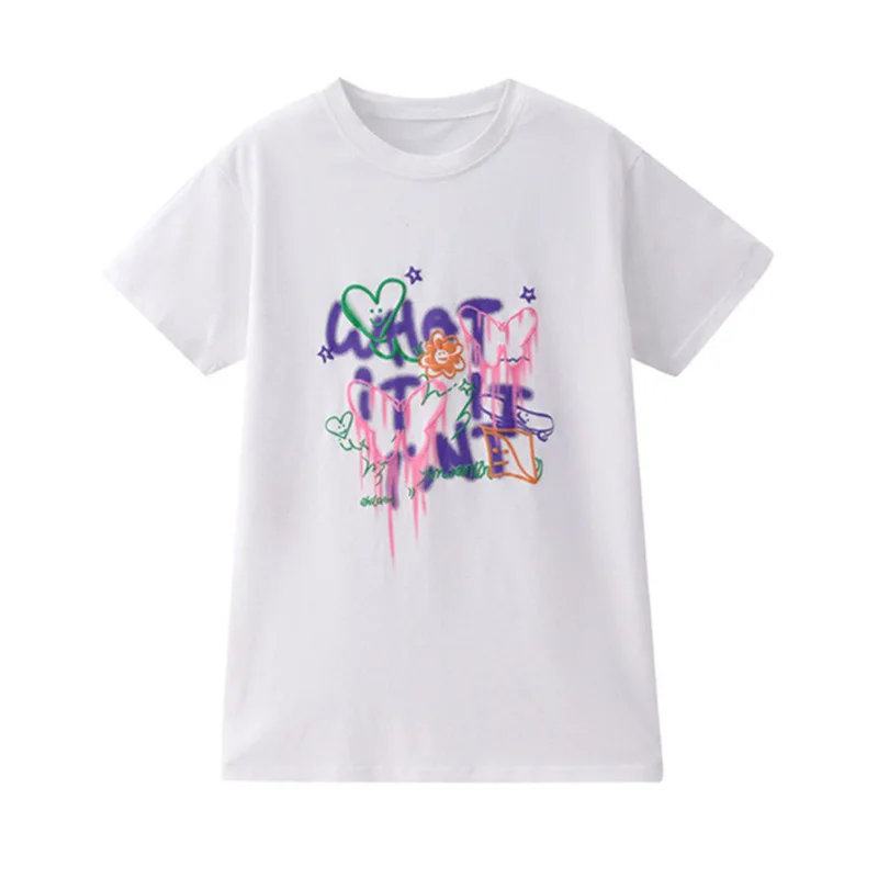 T-shirt a Tinédzser Gyermek Ruházat Nyári Baba Lányok Rajzfilm Minta Nyomtatás Alkalmi Póló Ruha, Új koreai O-Nyak Jelmezek4