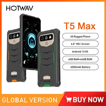 T5 Max HOTWAV 4G Masszív Mobiltelefon, Android 13 MTK6761 OS NFC 6050mAh Akkumulátor 4 GB 64 gb-os 6.0 Hüvelykes Képernyő Három Védelmet, Telefon