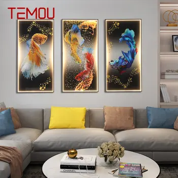 TEMOU Fali Lámpák Modern Kreatív Három Darab Öltöny, Falikarok, Világítás Hal LED Otthoni Dekoráció