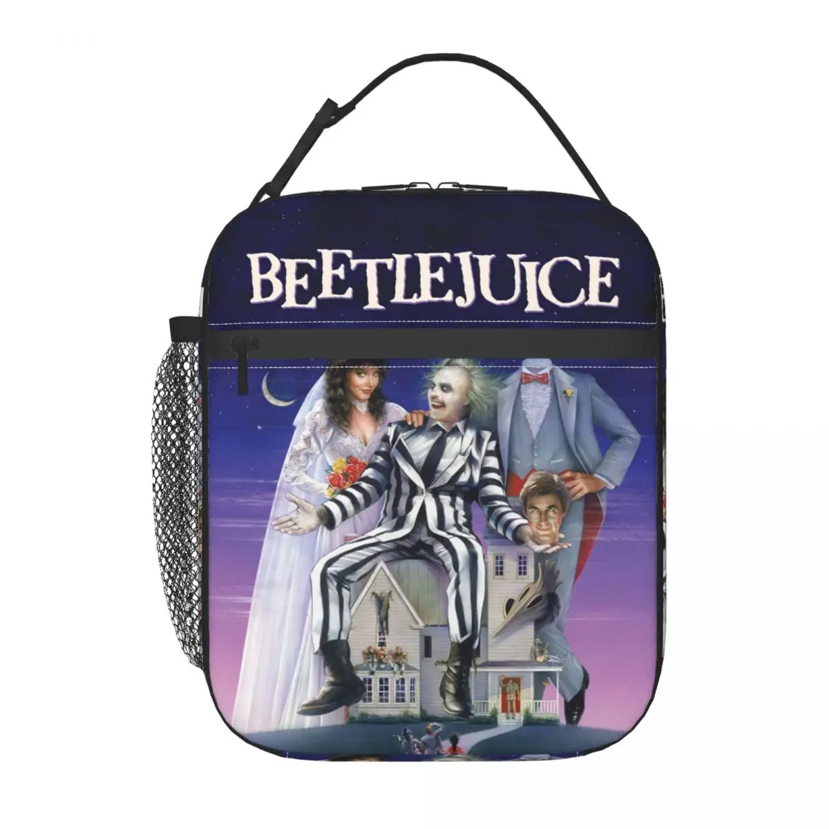 Tim Burton Beetlejuice Horror Film Szigetelt Ebéd Táskák Szabadtéri Piknik Hordozható Hűtő Hűtési uzsonnás Doboz, Nők, Gyermekek1