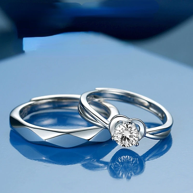 Trumium Valódi 925 Sterling Ezüst Szerető Gyűrű Állítható Gyűrű Pár Szív Alakú Cirkon Évforduló Romantikus Ékszerek3