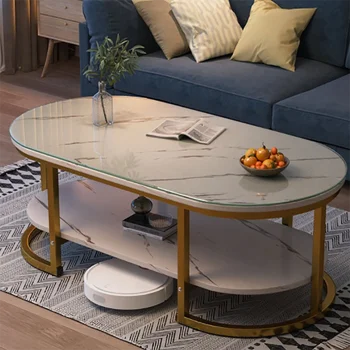 Többfunkciós Luxus Asztalkák, Nappali, Tároló Kerek Márvány Design Éjjeliszekrények Fából Készült Asztal Basse Bois Dekoráció