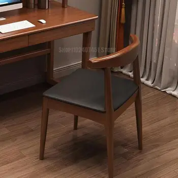 Tömör fa étkező szék kombináció háztartási egyszerű szék modern asztal szék Északi szabadidő vissza szék, tej, tea bolt horn szék