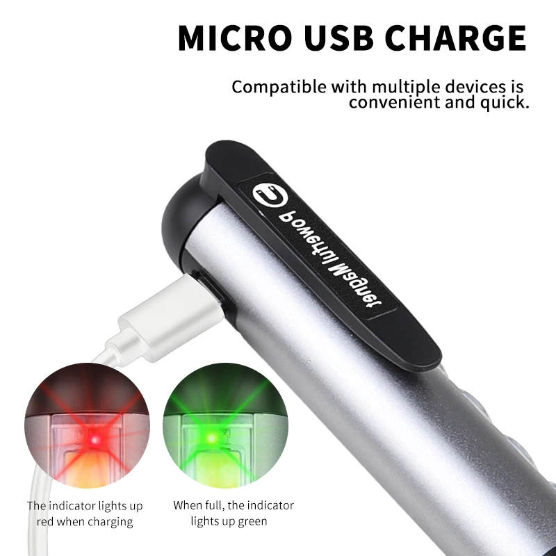USB Újratölthető Mini LED-Zseblámpa Klip Mágnes Munka Fény Lámpa Hordozható Segélykérő C-Típusú Lámpa Vízálló Elemlámpa2