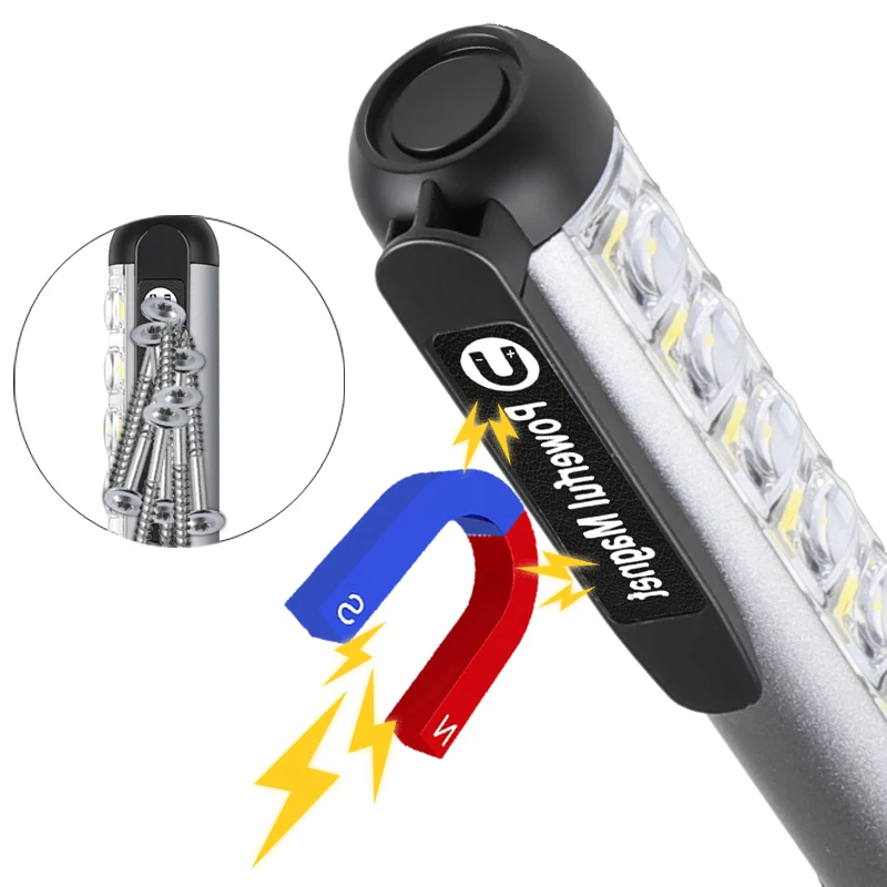 USB Újratölthető Mini LED-Zseblámpa Klip Mágnes Munka Fény Lámpa Hordozható Segélykérő C-Típusú Lámpa Vízálló Elemlámpa3