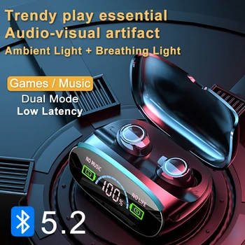 Vezeték nélküli zajszűrő Headset TWS Bluetooth 5.2 Fejhallgató LED Kijelző Dual Mód, Zene, Játék, Alacsony Késleltetésű Fülhallgató Mikrofon
