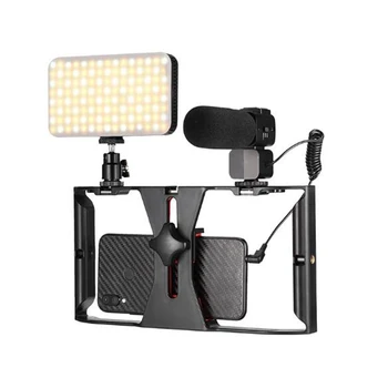 Vlogging Készlet LED Videó Fény Fotózás Világítás Mikrofon Stabilizátor Okostelefon Live valós idejű Felvétel