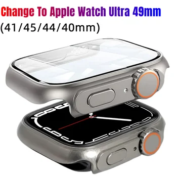 Változás Ultra 49mm az Esetben Az Apple Nézni Sorozat 8 7, 41 mm-es 45mm PC-Fedezze+Üveg iWatch 6 5 SE 40mm 44mm képernyővédő fólia Esetekben