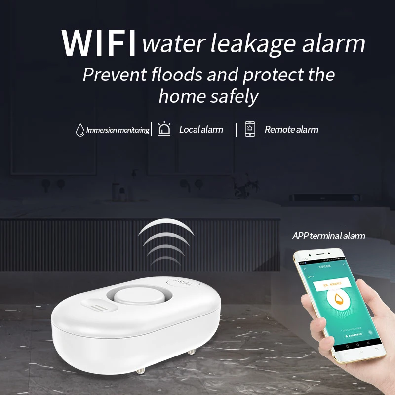 Vízbe Merítés Riasztó Haza Távoli Intelligens Otthon WiFi Víz Szivárgás Érzékelő Érzékelő vízszint jelző Berendezés0