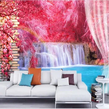wellyu Egyéni nagy freskó Rózsaszín Reed Esik Hattyú 3D TV hátteret, vlies tapéta cucc de parede para quarto
