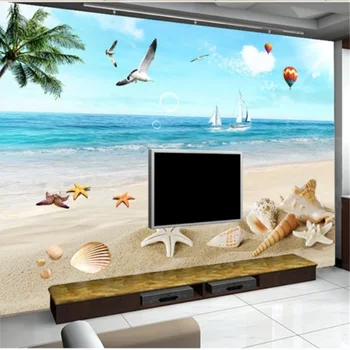 wellyu Szabott nagy falfestmény, háttérkép, 3d ingyenes repülő sirály tenger parton TV háttér nappali, hálószoba háttérképet