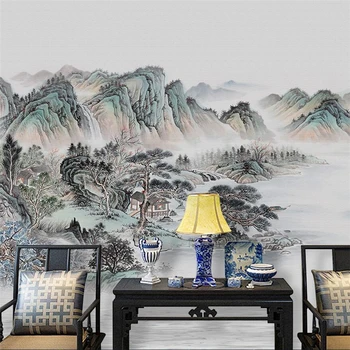 wellyu Új Kínai hangulatot, elvont, absztrakt tinta táj nappali háttér falon festmény, egyéni nagy falfestmény háttérkép