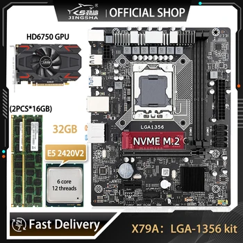 X79 LGA 1356 Alaplap Szett GDDR5 GPU HD 6750 GPU E5 2420 V2 CPU 2*16 GB=32 GB DDR3 Ram 1600 mhz-es ECC REG X79A M. 2 Mobo