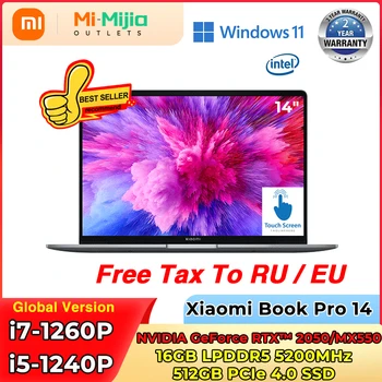 Xiaomi Book Pro 14 2022 Laptop, i7-1260P/i5-1240P Mi Notebook 16G RAM 512G SSD 14inch 2.8 K 90Hz OLED érintőképernyő Xiaomi PC