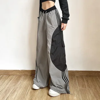 Y2K Nők Streetwear koreai Divat Alkalmi Széles-láb Nadrág Harajuku Verejték Pants Női Túlméretes Széles Lábon Futó Nadrág Ruha