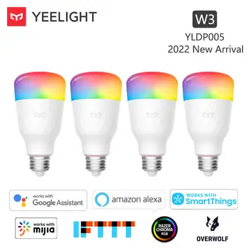 Yeelight Smart LED Izzó Többszínű W3 YLDP005 E27 Wifi App 900lm 1700-6500K 100-240V 8W Működik a Google Haza Alexa IFTTT Mijia