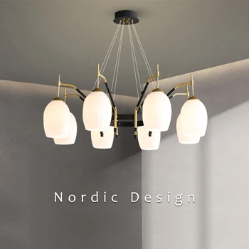 Északi LED Nappali Mennyezeti Csillár Retro Design, Hálószoba, Étkező, Konyha Medál Lámpa E27 Izzó Fényű Lógó Lámpa