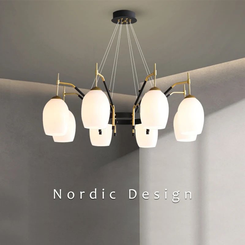 Északi LED Nappali Mennyezeti Csillár Retro Design, Hálószoba, Étkező, Konyha Medál Lámpa E27 Izzó Fényű Lógó Lámpa0