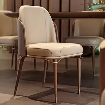 Északi tömör fa háttámla étkező székek fény luxus PU bőr háztartási minimalista, modern szálloda, étterem tárgyalási székek