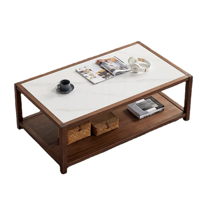 Északi tömör fa rock testület asztalra, a kis egység, fekete dió fa egyszerű, modern, téglalap alakú dohányzóasztal5
