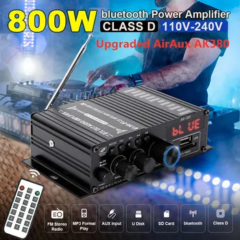 ÚJ AirAux AK380 Hifi Audio Home Digitális Erősítők Autó Audio Bass Hatalom bluetooth-Erősítő FM USB SD Rádió Mélynyomó Hangszóró