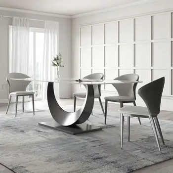 Új olasz Márvány Asztal Méretű Lakás Világos Luxus Modern High-end Téglalap alakú Kreatív Tervező Konyha Asztal