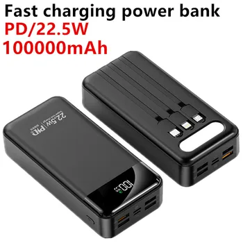 100000mah power bank 22.5 w pd gyors töltés powerbank hordozható poverbank akkumulátor töltő iphone 13pro xiaomi huawei