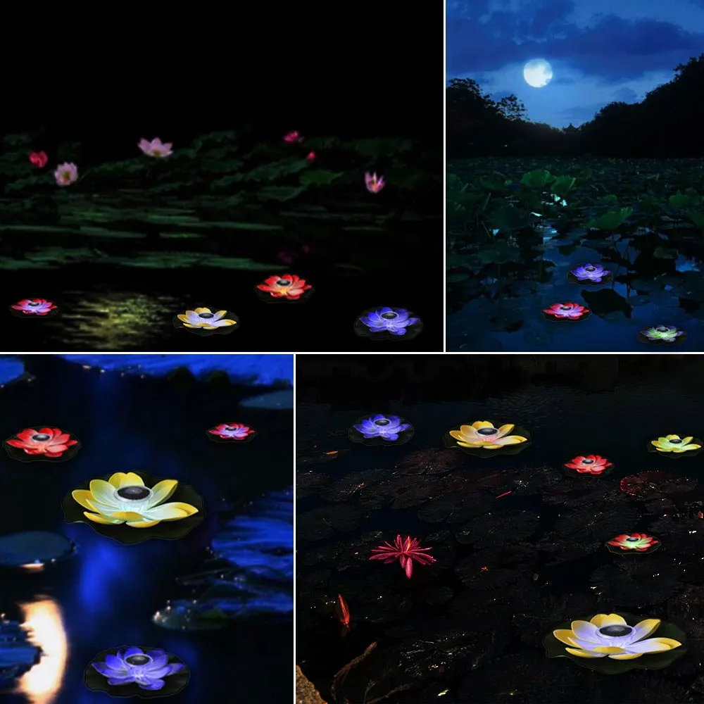 1DB Szolár Lotus Lámpa Működő LED Virág Fényben Úszó Szökőkút Tó, Kerti Medence Lámpa Reális Alakú, Fényes Led Lámpa Izzó5