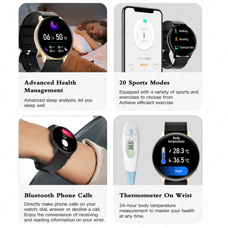 2023 Új Bluetooth Hívás Intelligens Karóra Női Férfi Sport Multifunkciós Fitness Óra Pulzusmérő Vérnyomás Smartwatch Nők1