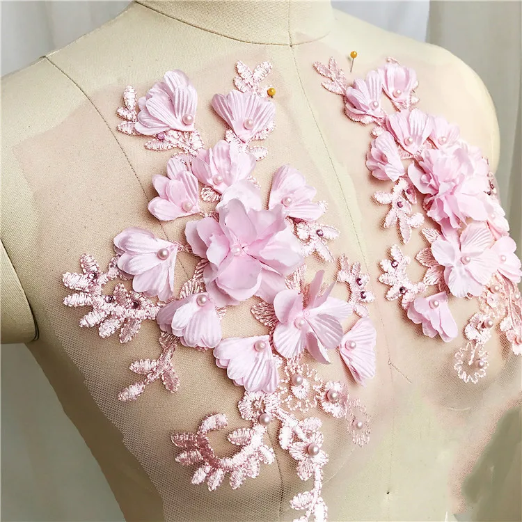 4db/Sok 3D-s kézzel készített gyöngy virág varrott színpadi ruhát, rátétes esküvői ruha fejfedőt dekoráció4