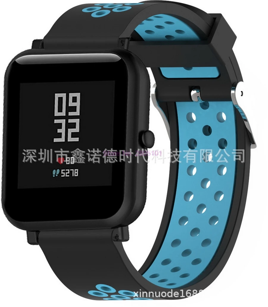 500pcs Tartozékok Xiaomi Amazfit Bip Intelligens Karóra 20mm Ifjúsági Sport Smartwatch karkötő Szilikon Szíj, Dupla Szín5