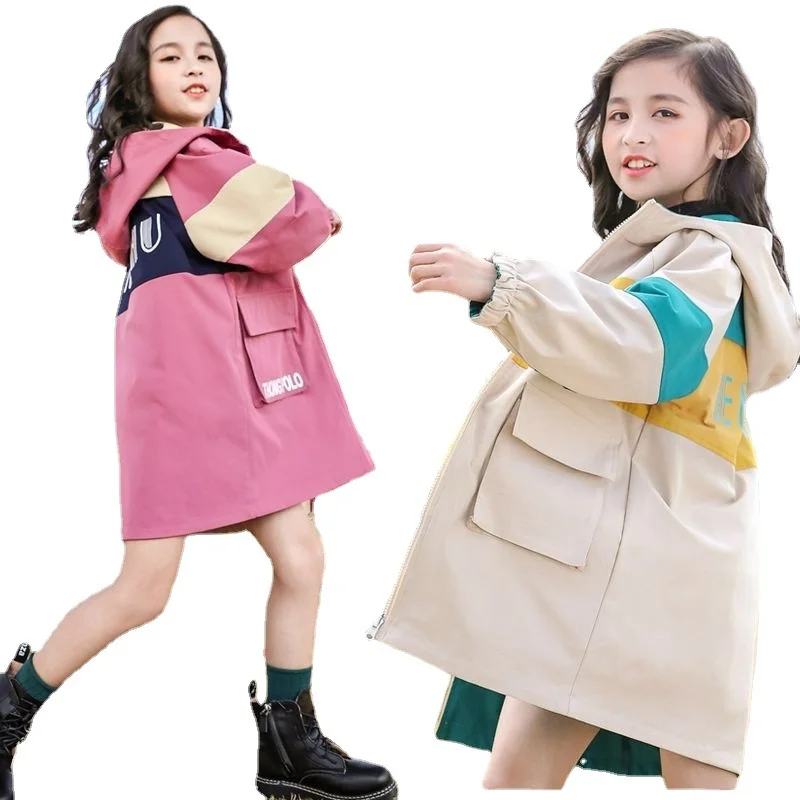 A lányok Kabát Kabát Pamut Outwear Szélfogó 2023 Bájos Tavaszi Őszi Szabadtéri Tizenéves Gyermek Ruházat5