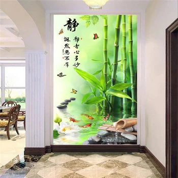beibehang Egyedi 3d-s nagy háttérkép természeti táj tornácos folyosón függőleges háttérképek TV élő háttérkép bambusz, lótusz 3d freskó