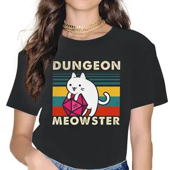 Dungeon Meowster Vicces Asztali Gamer Macska D20 Női Ingek DnD Játék póló Harajuku Vintage Női Ruházat