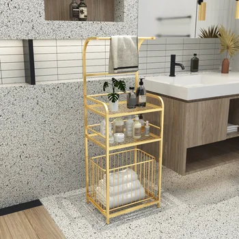 Egyszerű márvány fürdőszoba polc vas Északi luxus wc törülközőtartó wc emelet tároló polc szervező fürdőszoba tároló