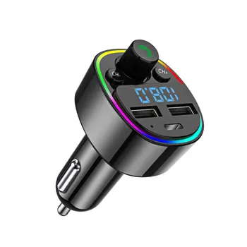 FM Transmitter Autós Bluetooth 5.0 Vezeték nélküli Kihangosító, Adapter, Dual USB Autós Töltő LED MP3-Lejátszó Autó Tartozékok
